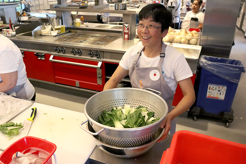 Washing bok choy